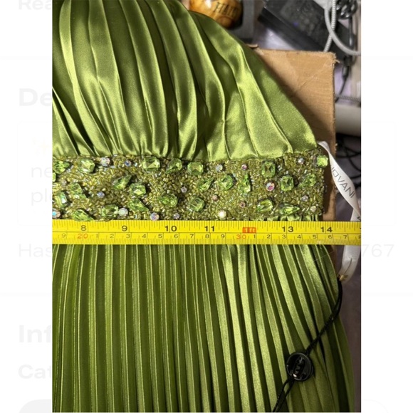 Jovani Green Beaded Halter Dress - Picture 2 of 4